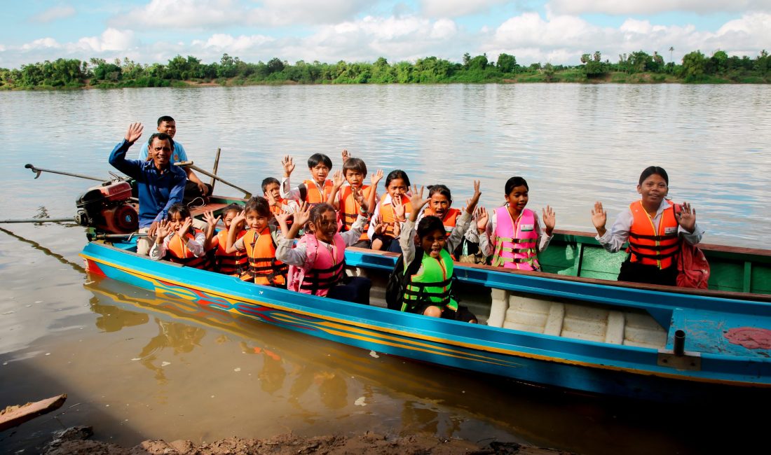 Life jackets making it safer for children to get to school in Cambodia