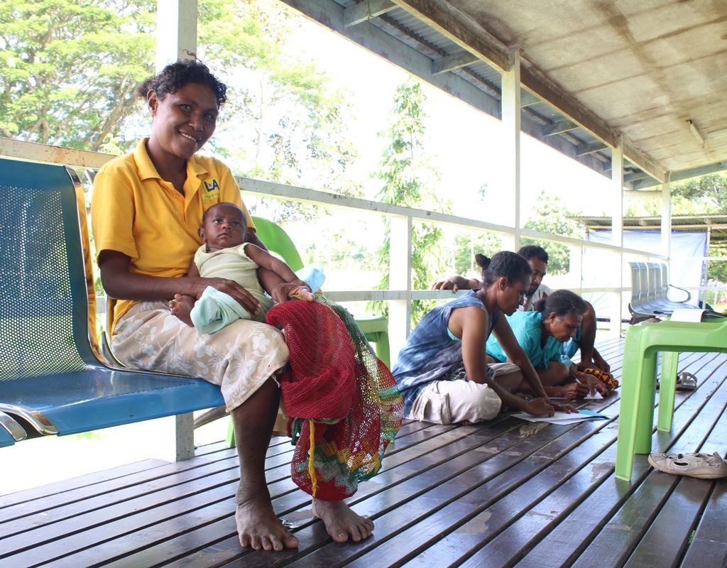 Theresa and her baby at Waima Health Clinic