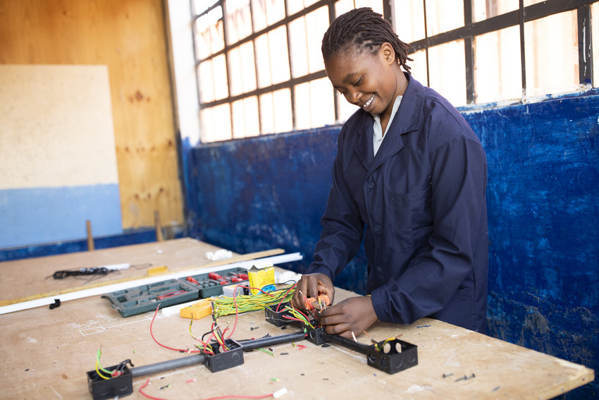 Jane, 22, is training to be an electrician as part of ChildFund’s Youth Vocational Skills project in Kiambu County, Kenya.