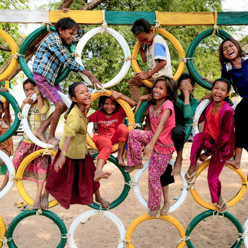 Children playing at school in Cambodia